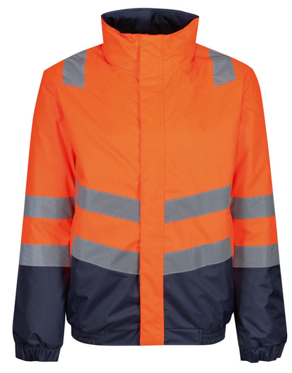 Regatta Hi Vis Pro Classic Bomber Jacket TRA218 - Hi Vis Orange Navy - Customisable Jacket