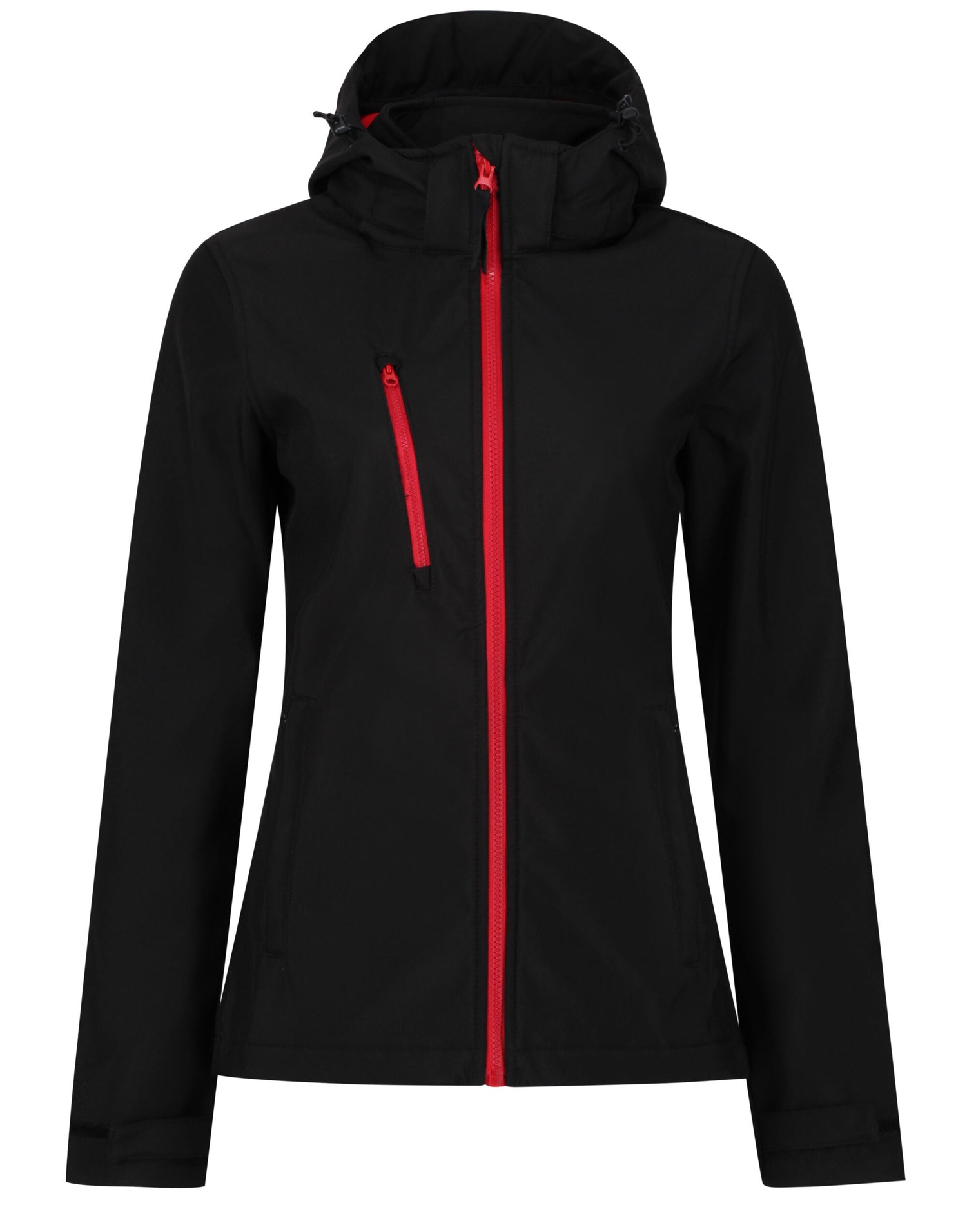 Regatta Professional Regatta Womens Venturer Hooded Softshell tra702 - Black Red - Customisable Jacket