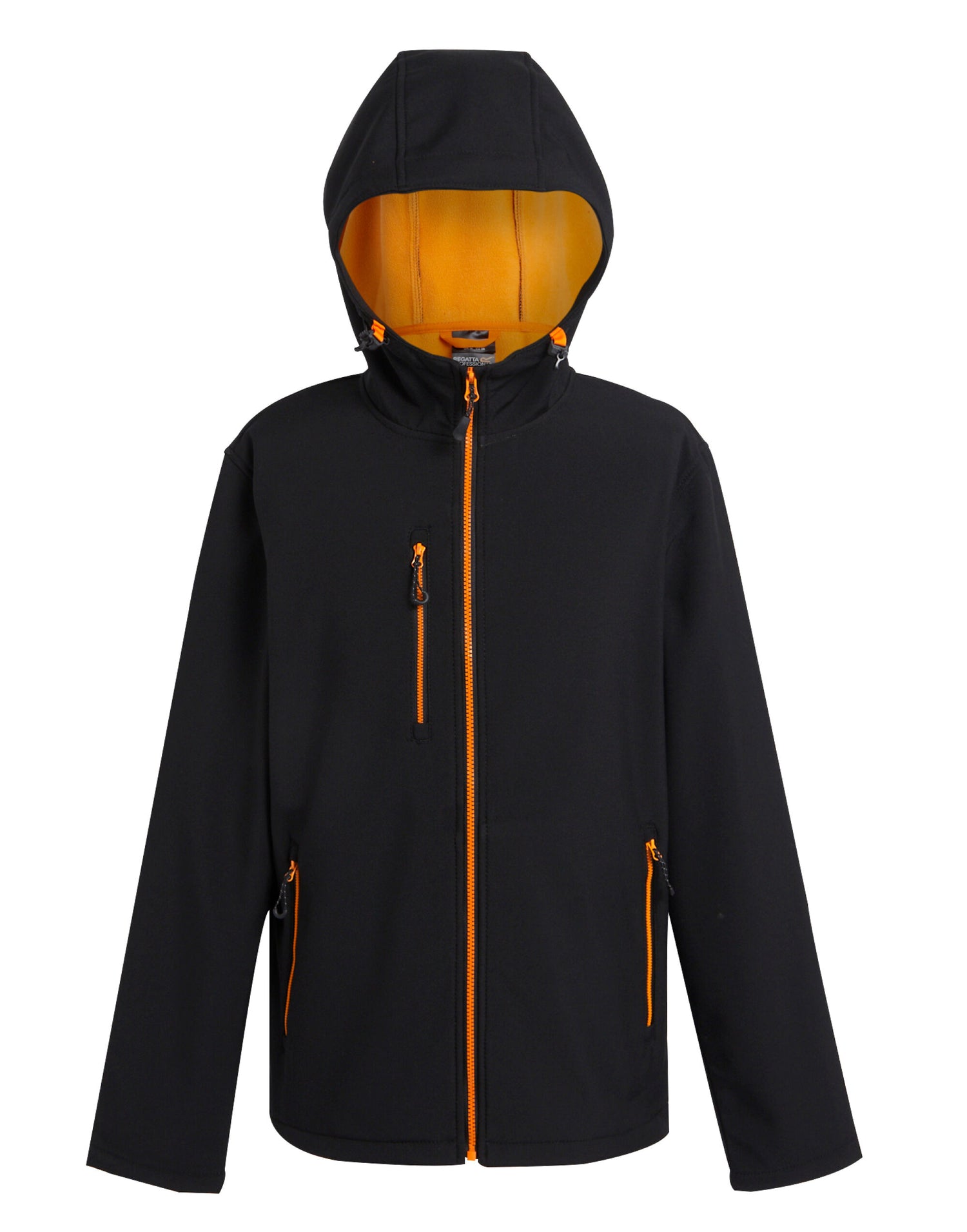 Regatta Professional Regatta Navigate 2-Layer Hood Softshell TRA705 - Black Orange Pop - Customisable Softshell Jacket