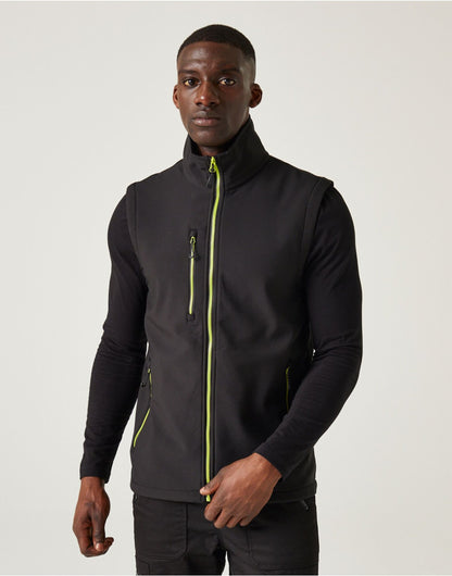 Regatta Professional Regatta Navigate 2L Softshell Bodywarmer TRA915 - Black Lime - Customisable Bodywarmers