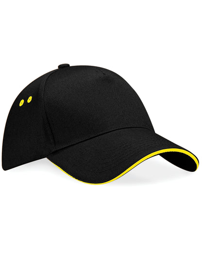 Beechfield Ultimate Sandwich Peak Cap B15C - Black Yellow O S - Customisable Caps