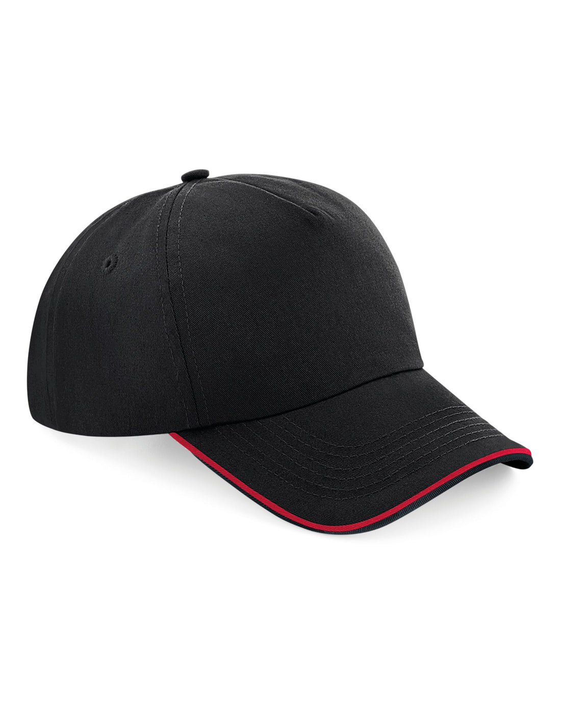 Beechfield Authentic 5 Panel Piped Peak B25C - Black Classic Red O S - Customisable Caps