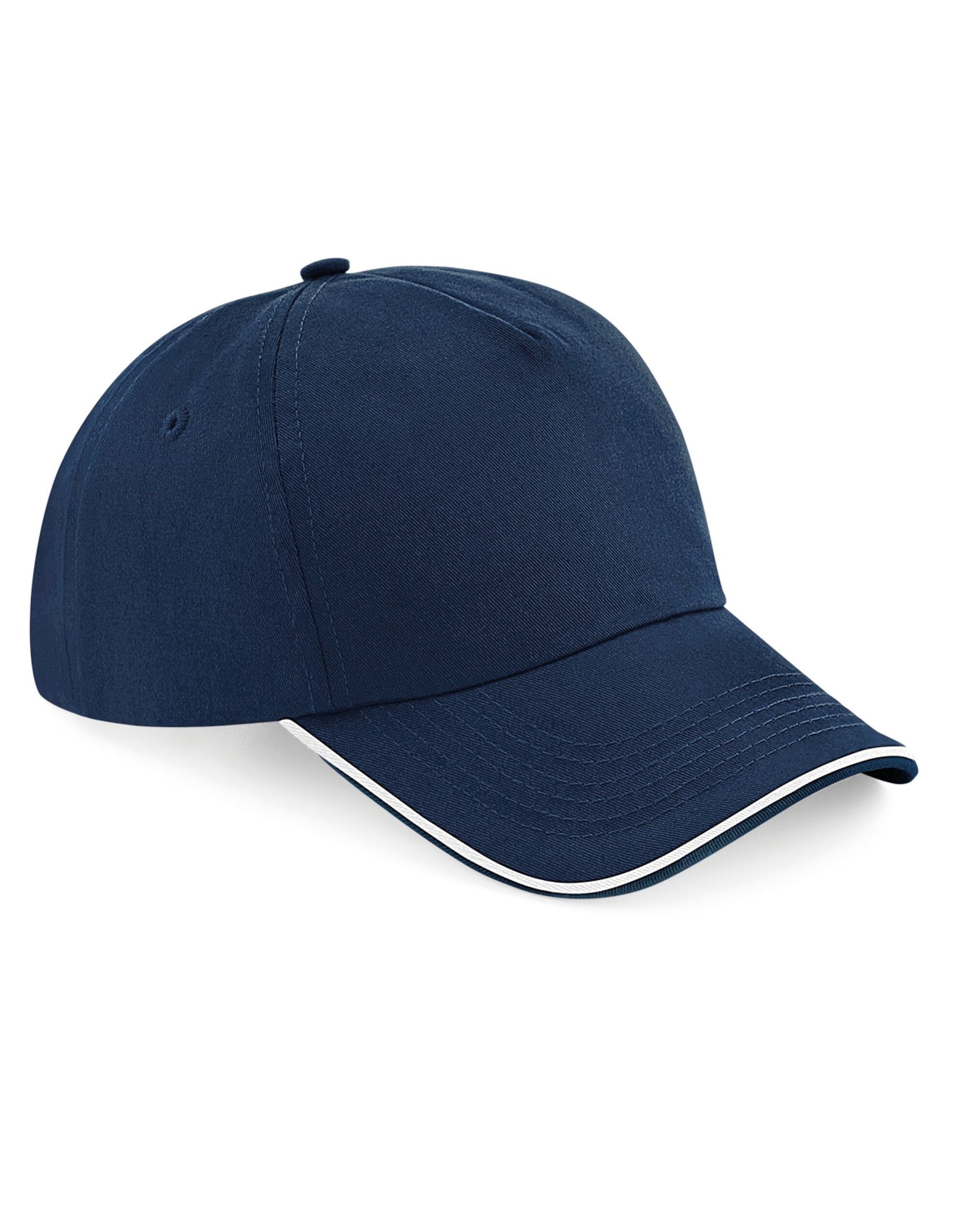 Beechfield Authentic 5 Panel Piped Peak B25C - French Navy White O S - Customisable Caps