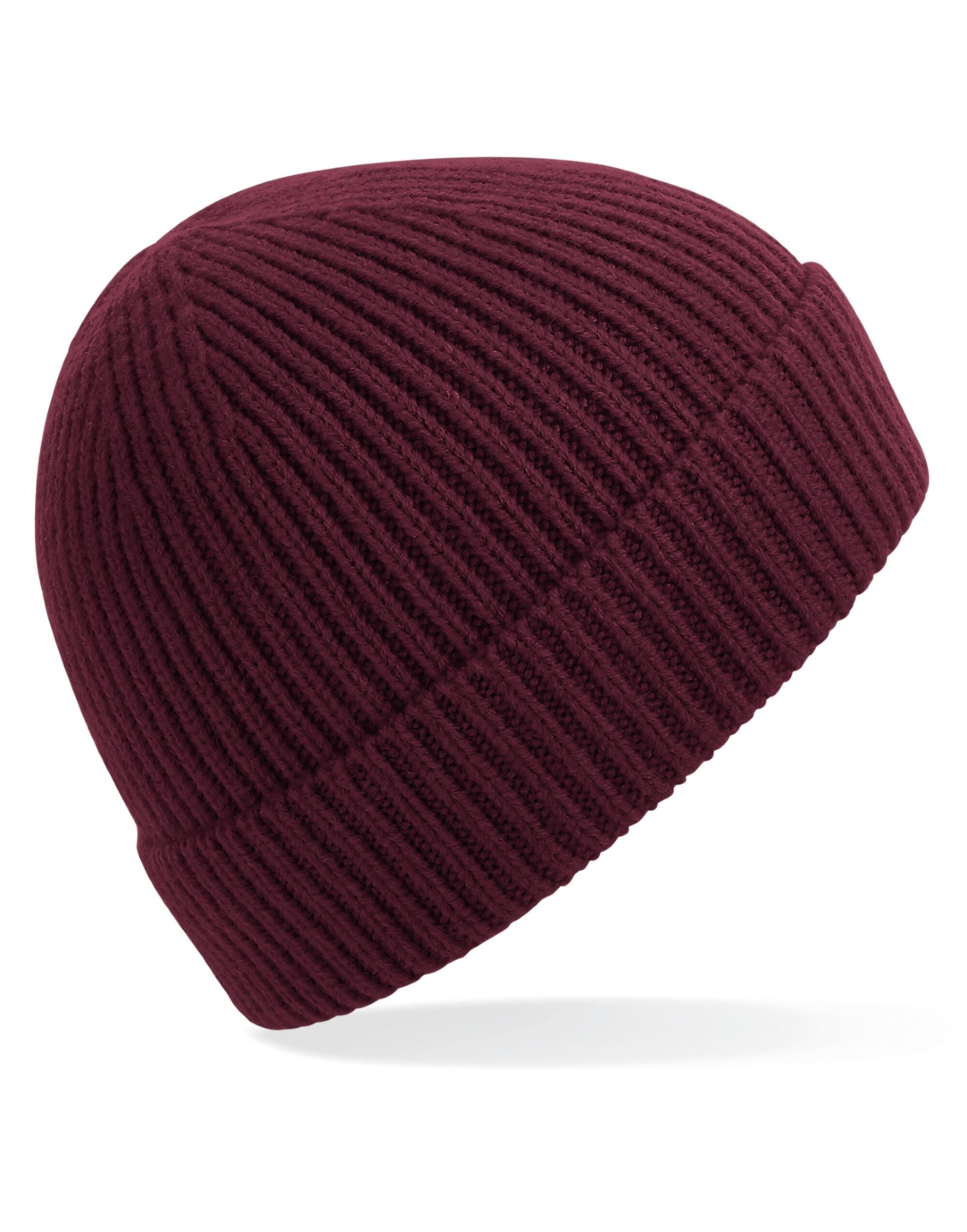 Beechfield Engineered Knit Ribbed Beanie B380 - Burgundy O S - Customisable Beanies