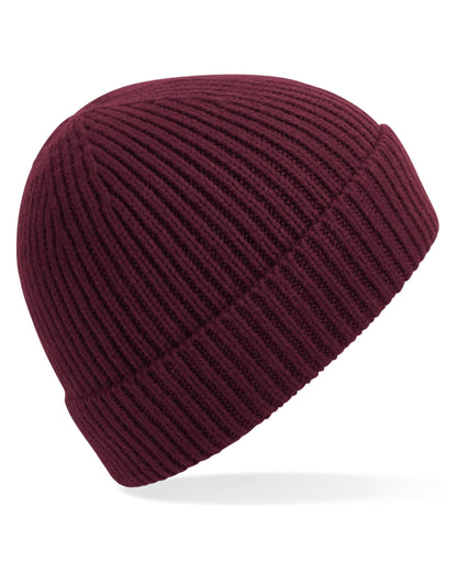 Beechfield Engineered Knit Ribbed Beanie B380 - Burgundy O S - Customisable Beanies