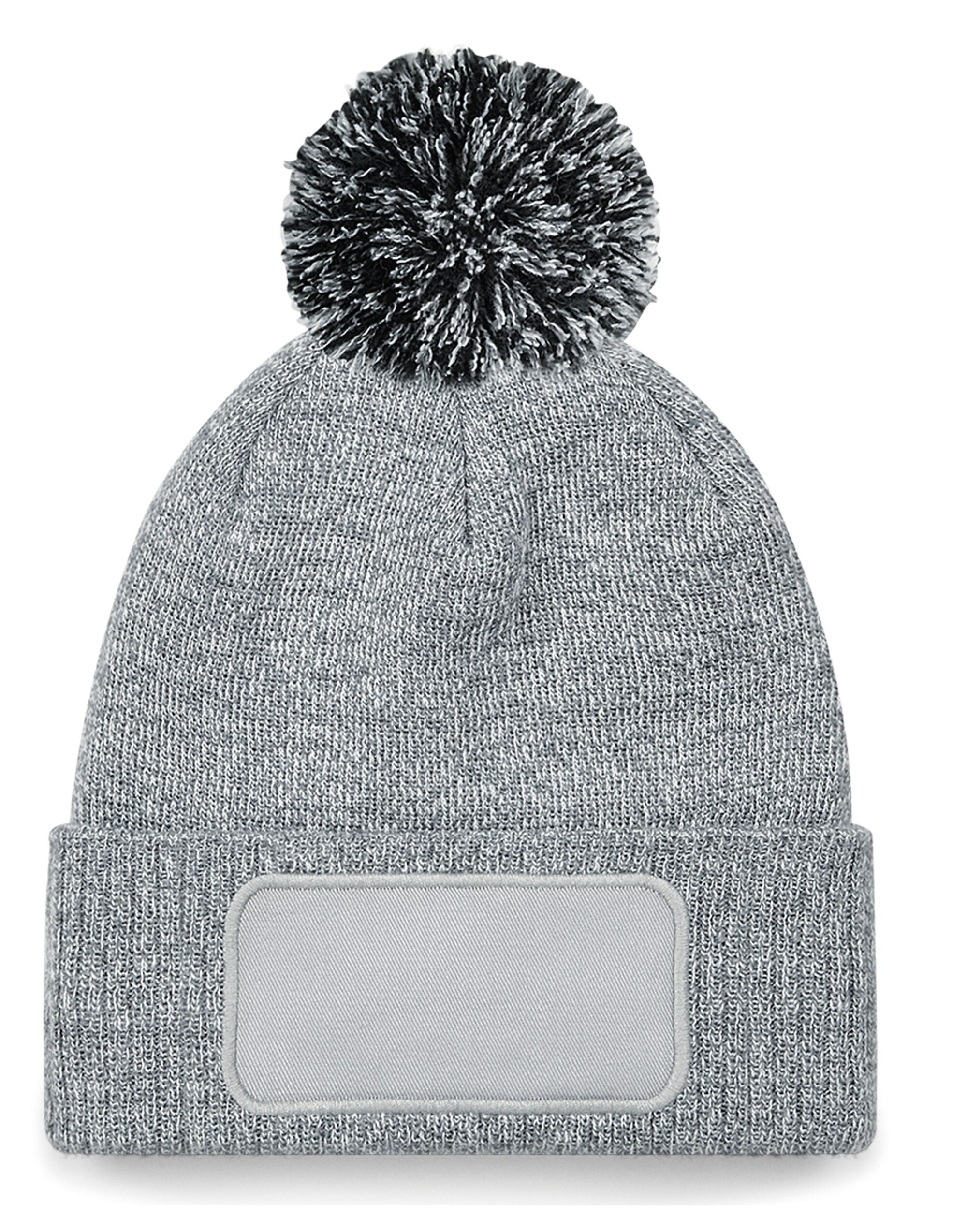 Beechfield Snowstar® Patch Beanie – B443 - Heather Grey black O S - Customisable Beanies