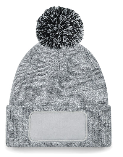 Beechfield Snowstar® Patch Beanie – B443 - Heather Grey black O S - Customisable Beanies