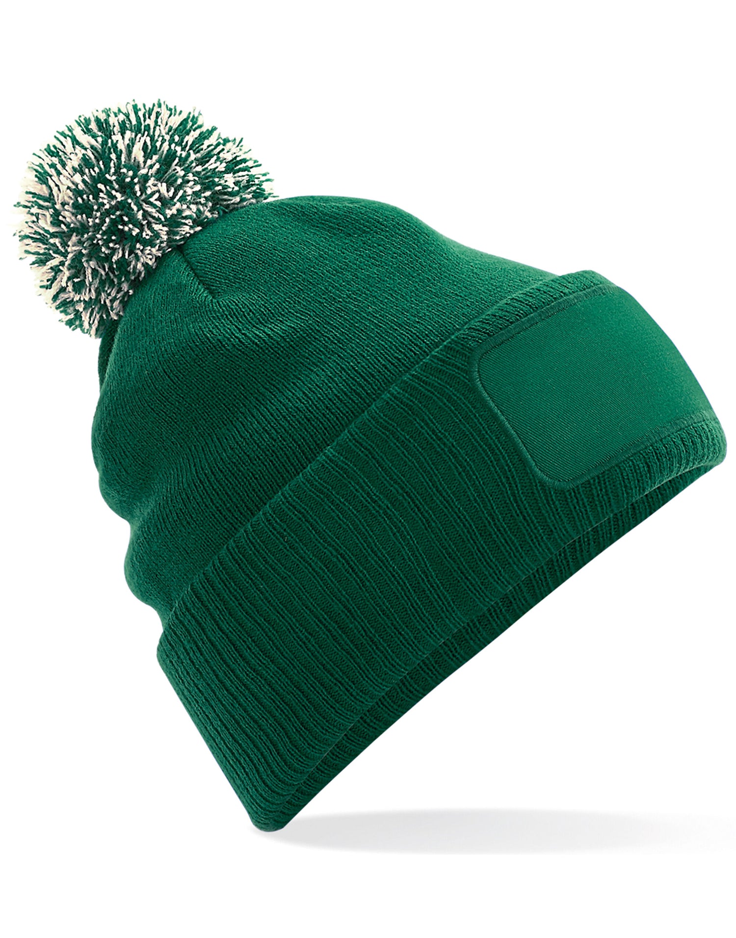 Beechfield Snowstar® Patch Beanie – B443 - Bottle Green Off White O S - Customisable Beanies