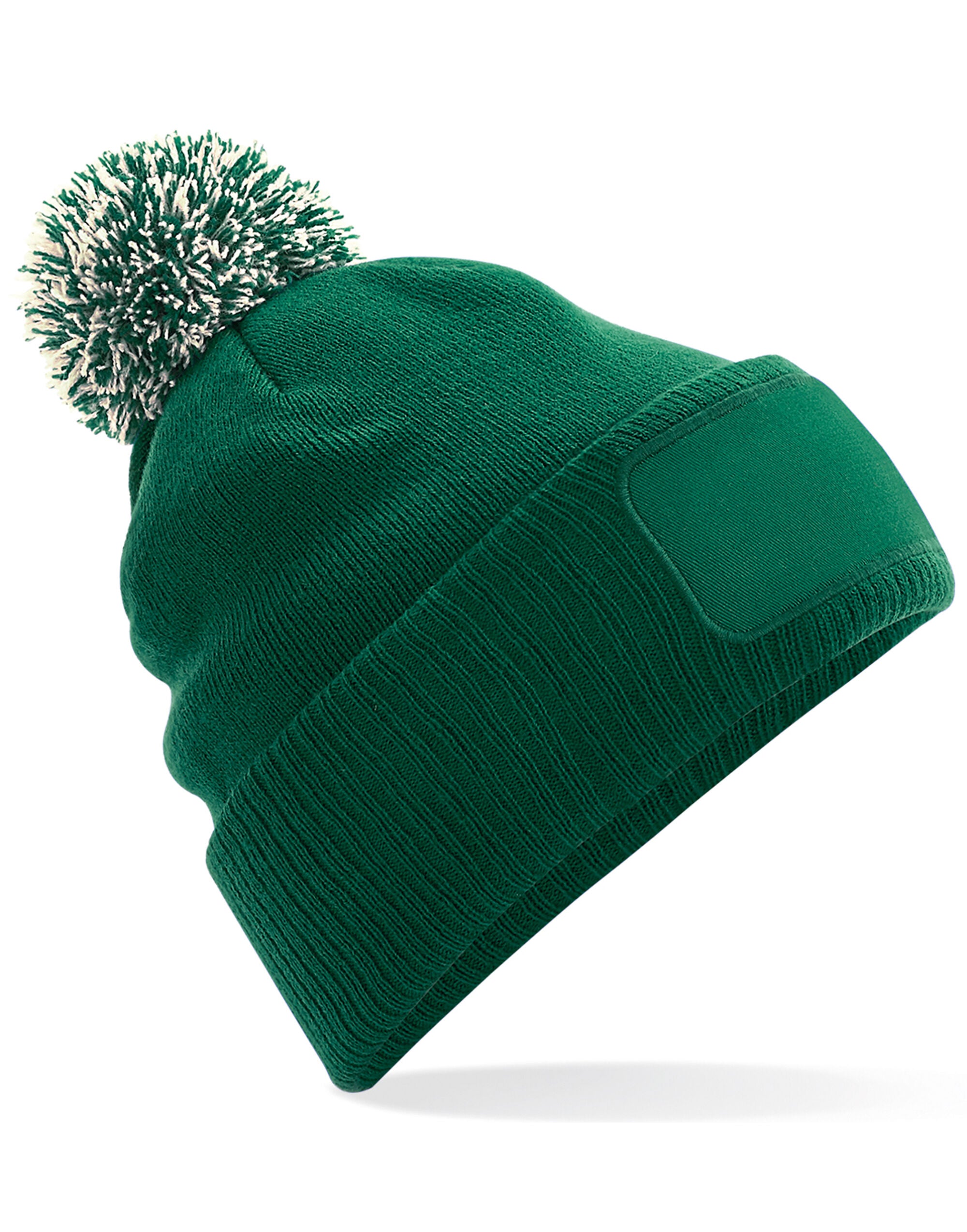 Beechfield Snowstar® Patch Beanie – B443 - Bottle Green Off White O S - Customisable Beanies