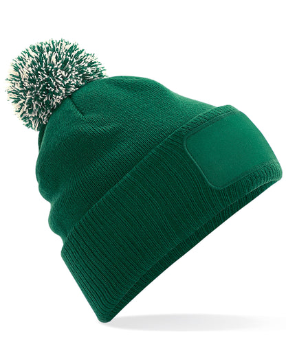 Beechfield Snowstar® Patch Beanie – B443 - Bottle Green Off White O S - Customisable Beanies