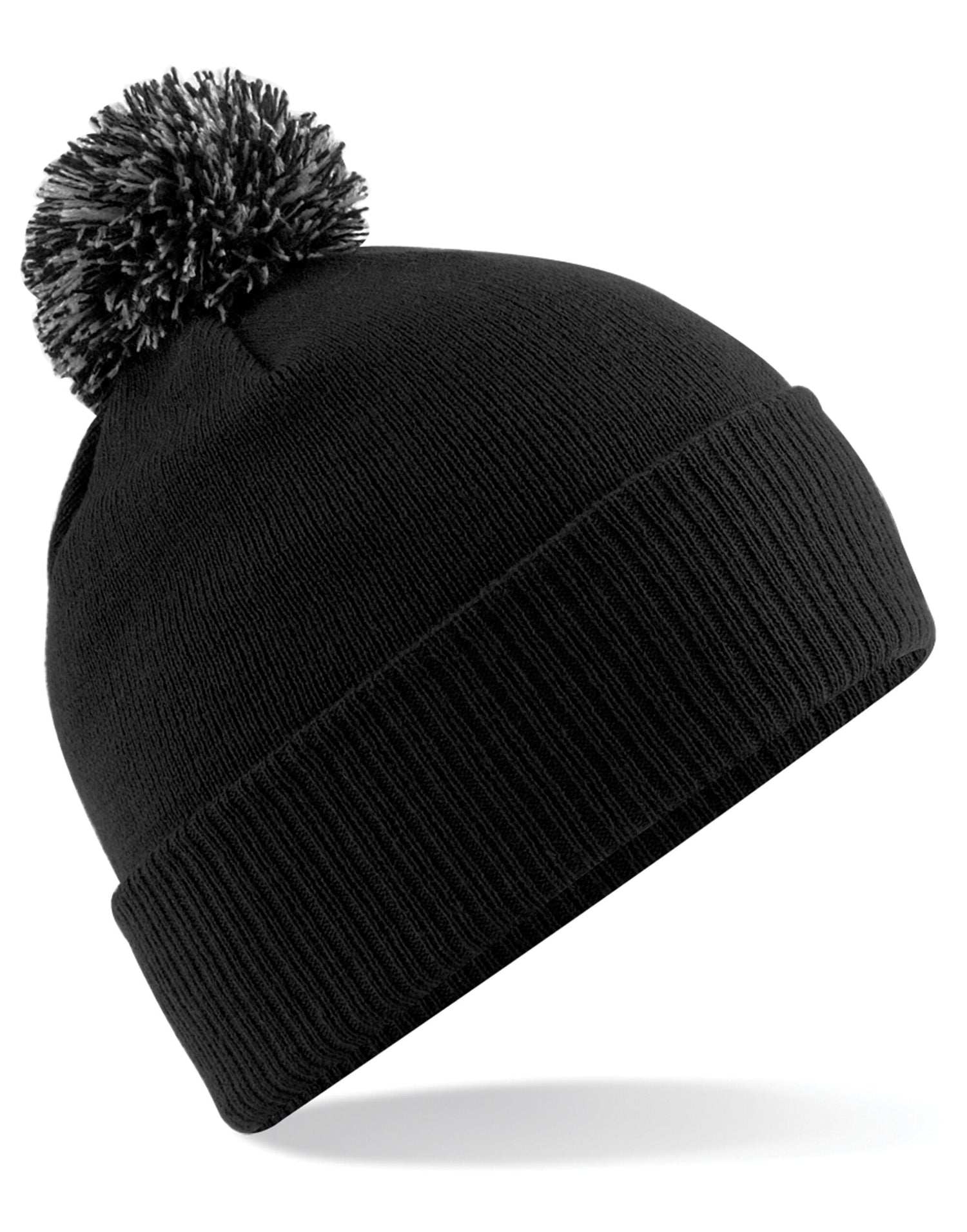 24 x Premium Ribbed Cuff Beanies + Free Stitched Logo - B450 - Black Graphite O S - Customisable Bundle