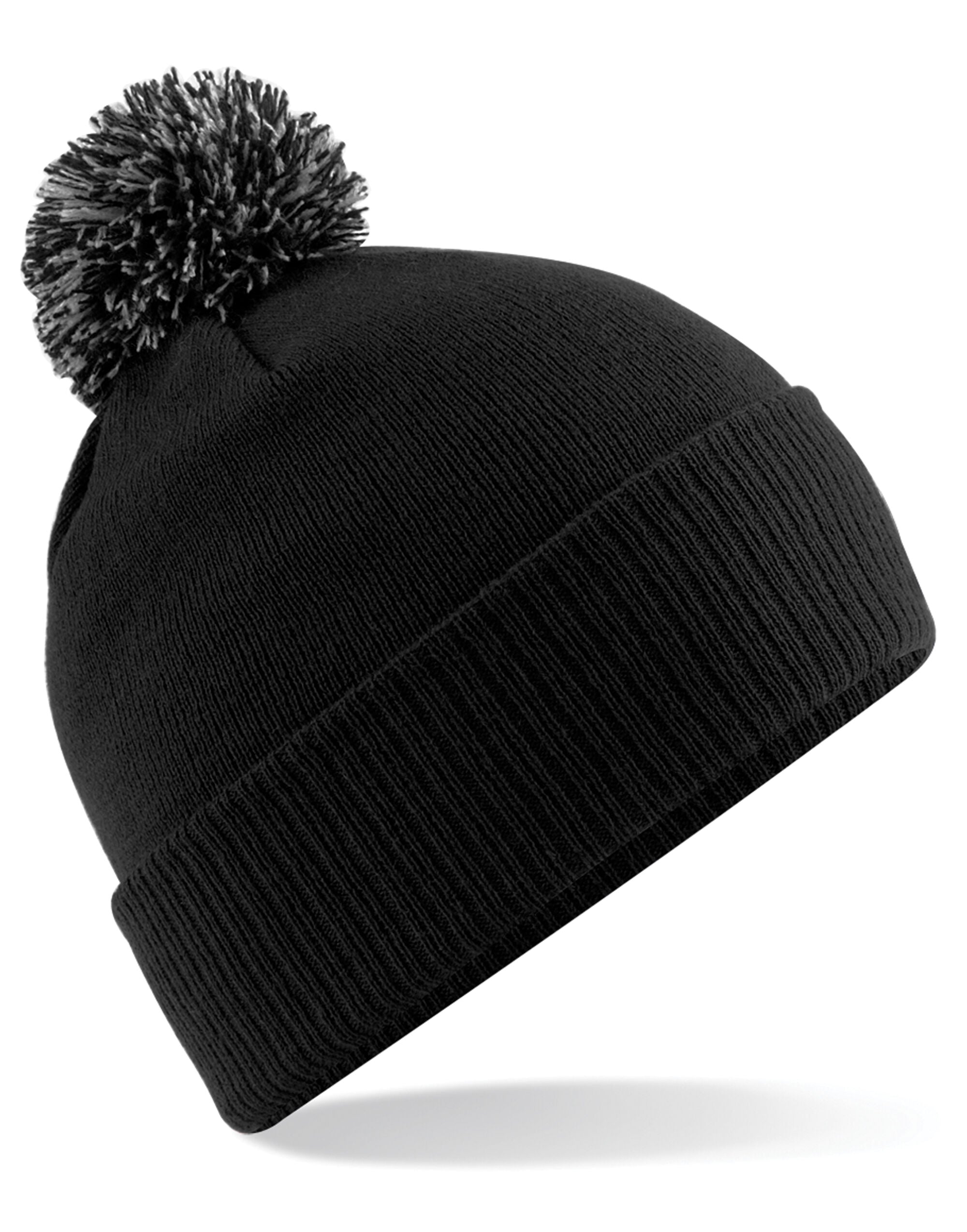 24 x Premium Ribbed Cuff Beanies + Free Stitched Logo - B450 - Black Graphite O S - Customisable Bundle