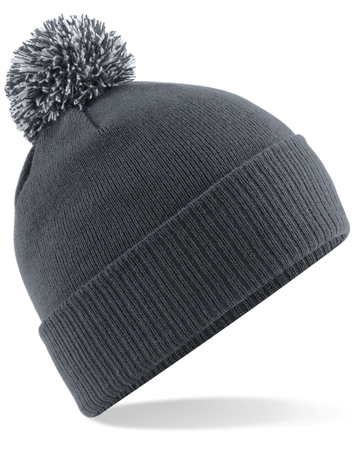 24 x Premium Ribbed Cuff Beanies + Free Stitched Logo - B450 - Graphite Grey Light Grey O S - Customisable Bundle