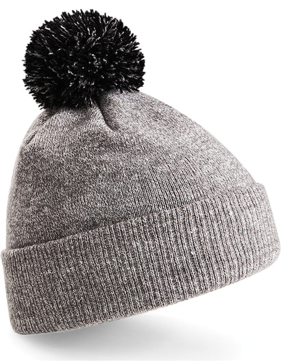 24 x Premium Ribbed Cuff Beanies + Free Stitched Logo - B450 - Heather Grey Black O S - Customisable Bundle