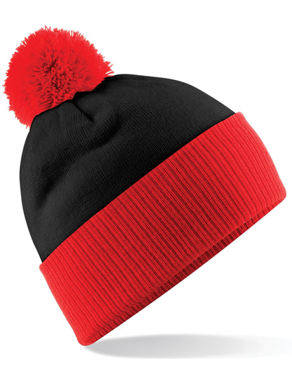 Beechfield Snowstar¬Æ Two-Tone Beanie B451 - Black Bright Red O S - Customisable Beanies