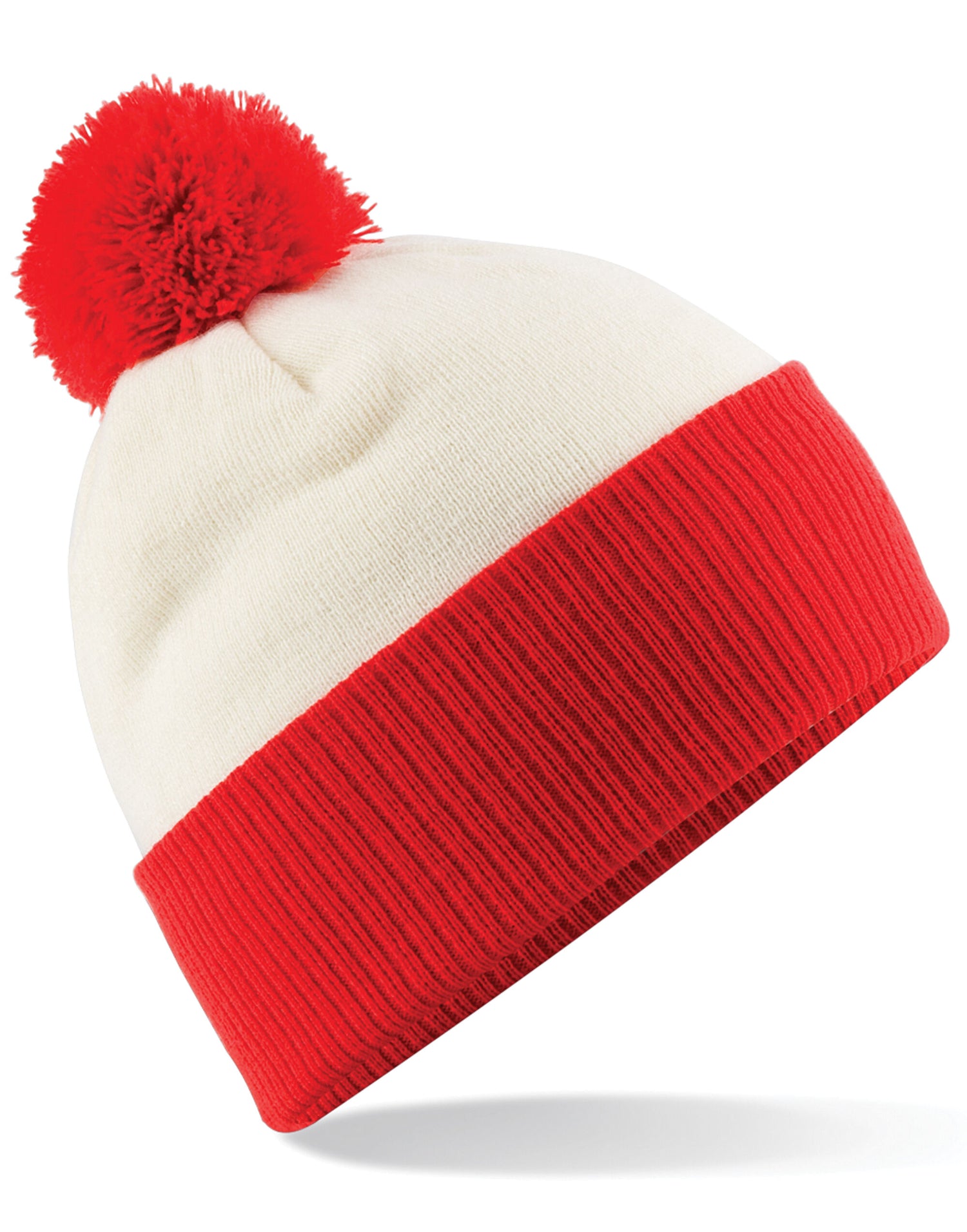 Beechfield Snowstar¬Æ Two-Tone Beanie B451 - Off White Bright Red O S - Customisable Beanies