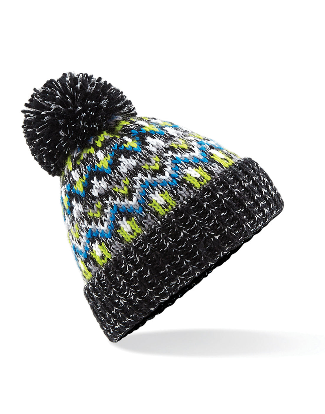 Beechfield Blizzard Bobble Beanie B458 - Liquorice Zing O S - Customisable Beanies