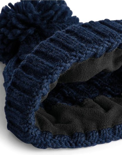 Beechfield Cable Knit Melange Beanie B480 - Navy O S - Customisable Beanies