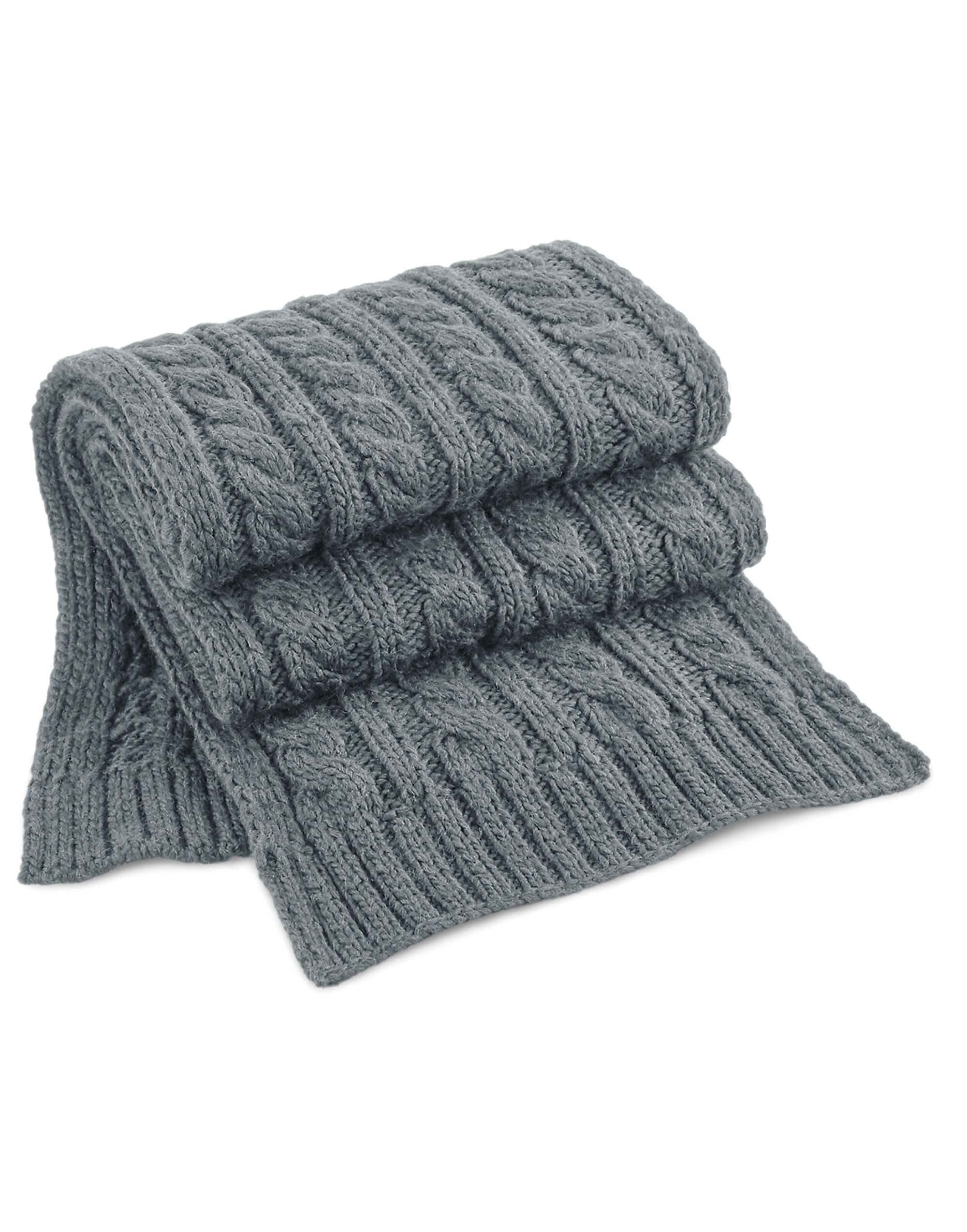 Beechfield Cable Knit Melange Scarf B499 - - Customisable Scarf