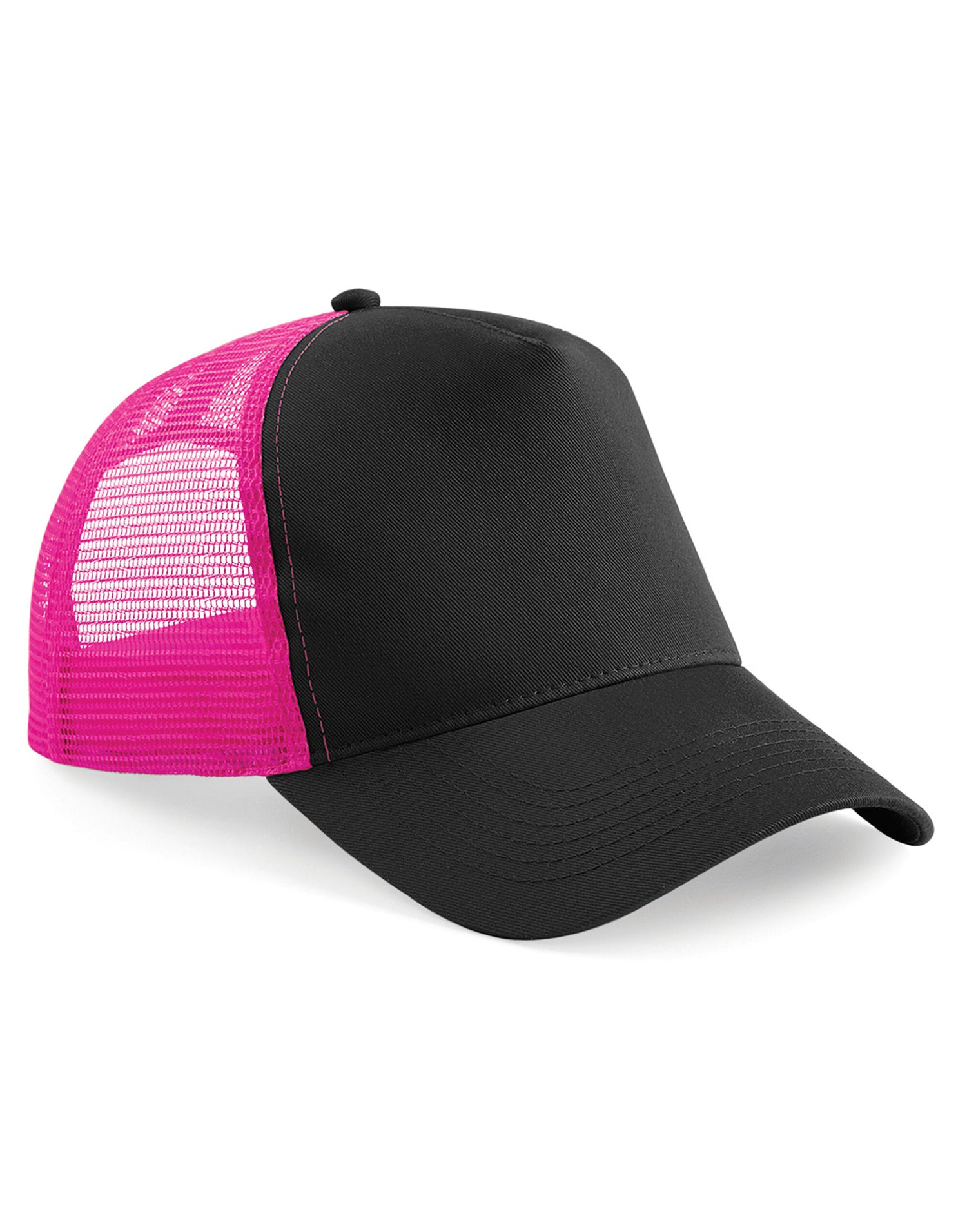 Beechfield Snapback Trucker Hat B640 - Black Fuchia O S - Customisable Caps