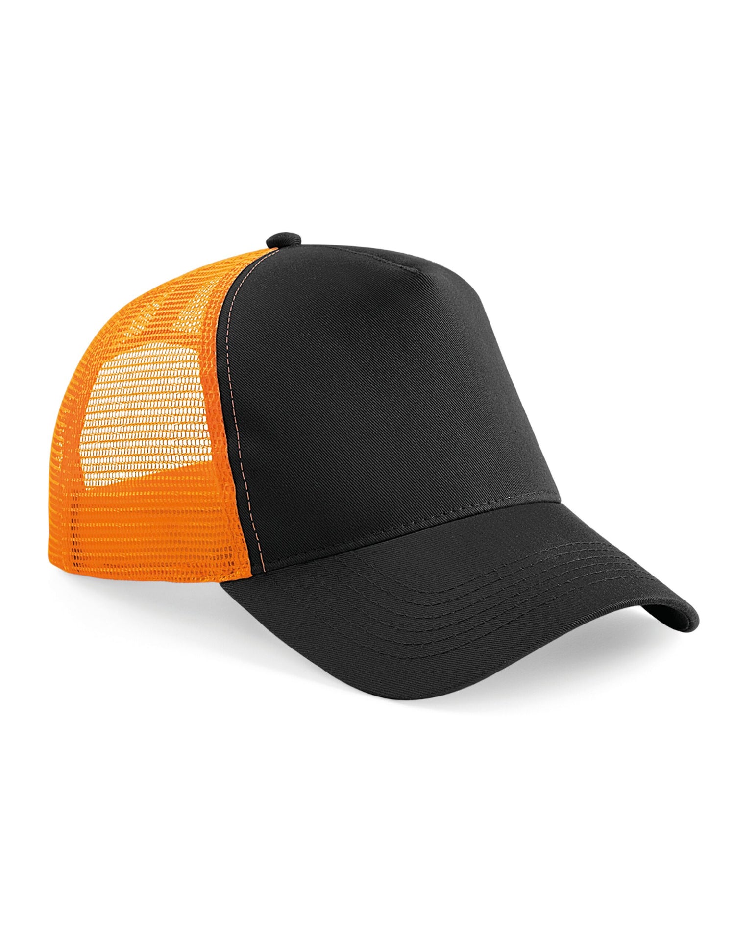 Beechfield Snapback Trucker Hat B640 - Black Orange O S - Customisable Caps