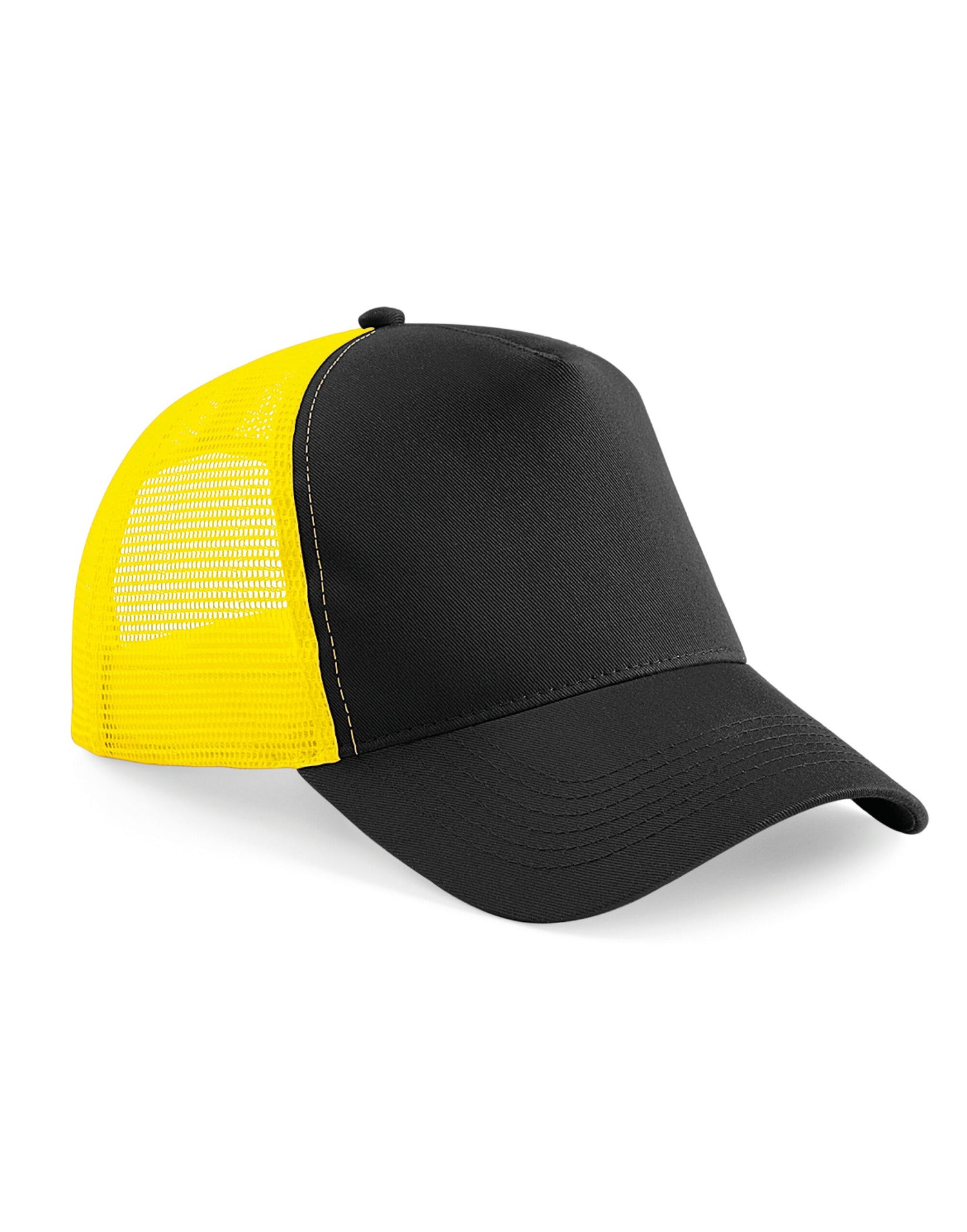 Beechfield Snapback Trucker Hat B640 - Black Yellow O S - Customisable Caps
