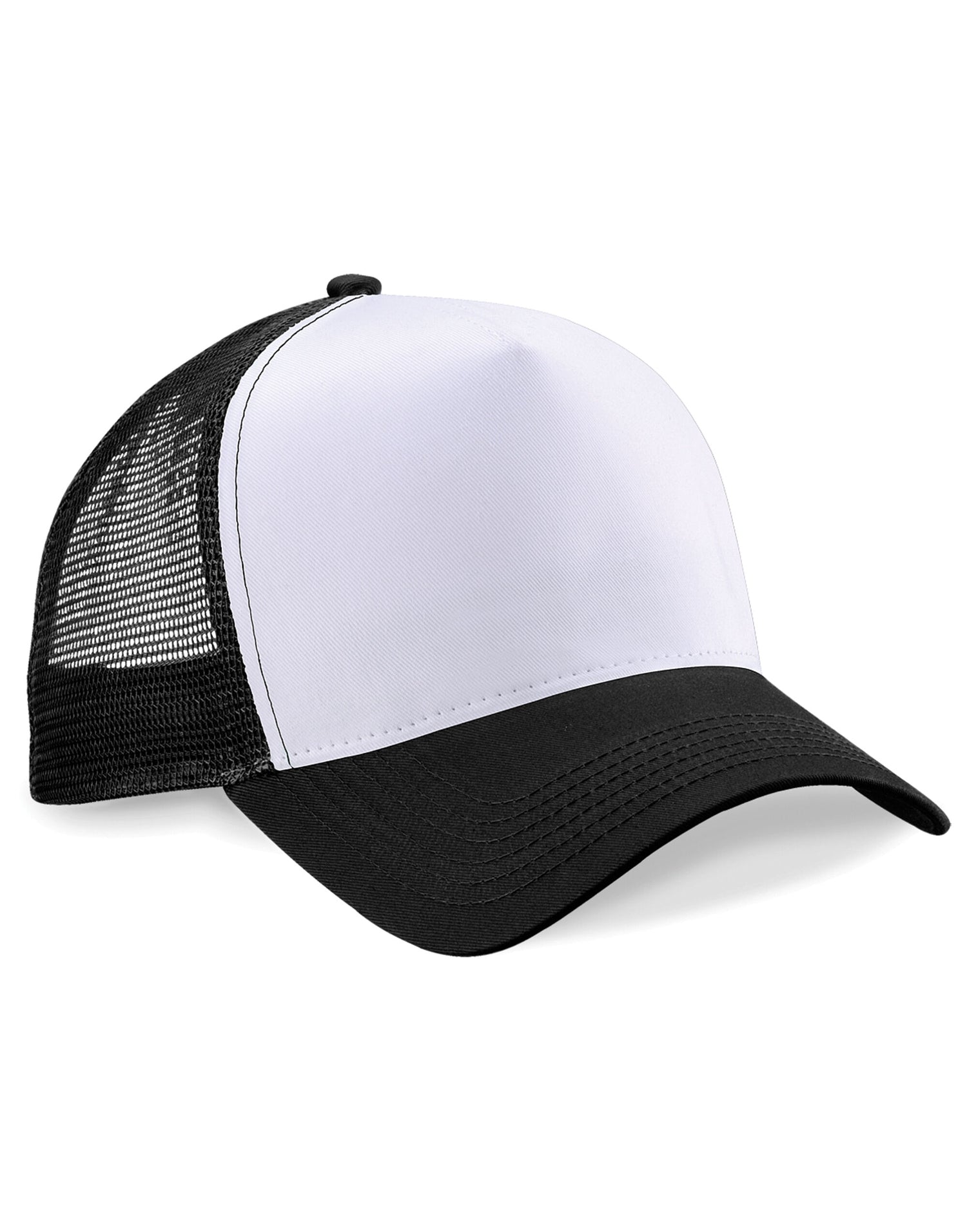 Beechfield Snapback Trucker Hat B640 - Black White O S - Customisable Caps
