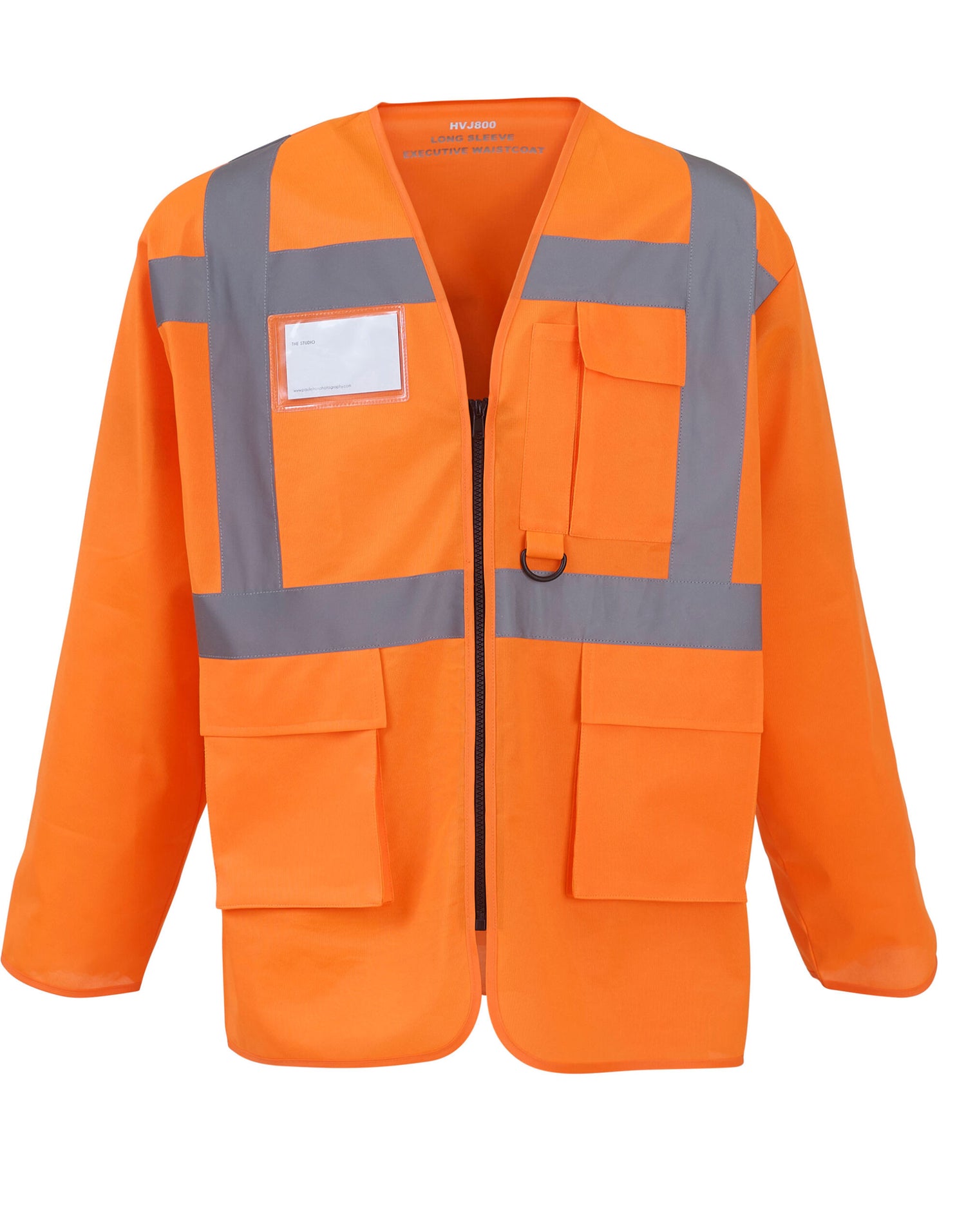 Yoko Executive Long Sleeve Waistcoat hvj800 - Hi Vis Orange - Customisable Hi-Vis Vest