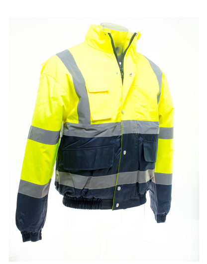 Yoko HV 2 Tone Bomber Jacket HVP218 - Hi-Vis Yellow Navy - Customisable Jacket