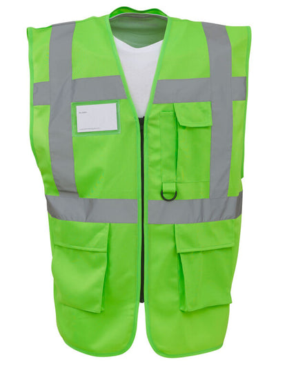 Yoko Hi-Vis Executive Waistcoat HVW801 - Lime - Customisable Hi-Vis Vest