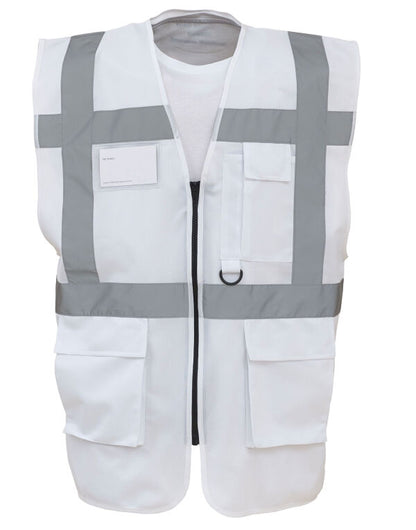 Yoko Hi-Vis Executive Waistcoat HVW801 - White - Customisable Hi-Vis Vest