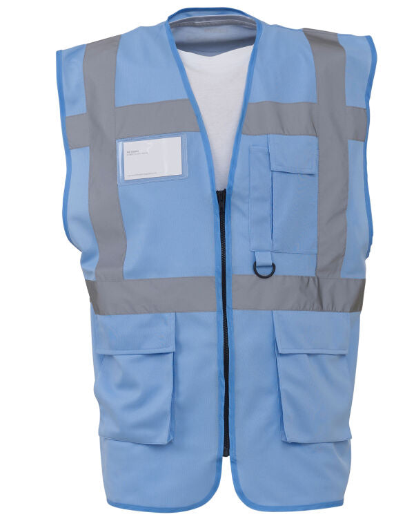 Yoko Hi-Vis Executive Waistcoat HVW801 - Sky Blue - Customisable Hi-Vis Vest
