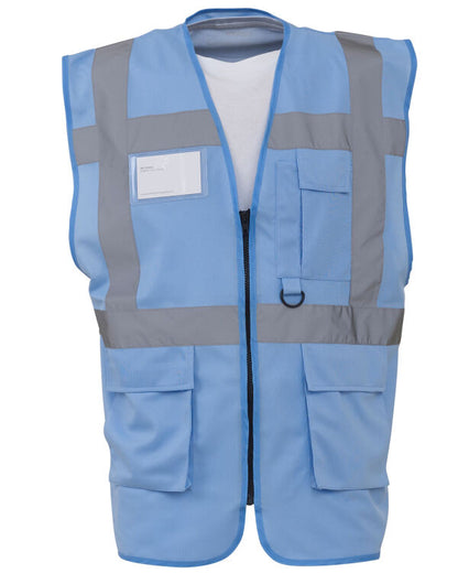Yoko Hi-Vis Executive Waistcoat HVW801 - Sky Blue - Customisable Hi-Vis Vest