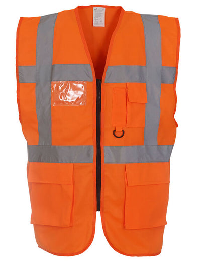 Yoko Hi-Vis Executive Waistcoat HVW801 - Hi Vis Orange - Customisable Hi-Vis Vest