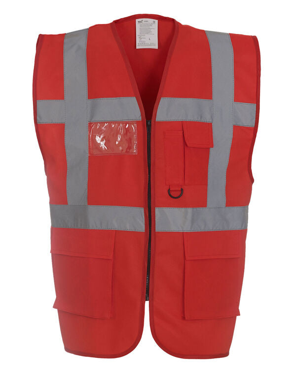 Yoko Hi-Vis Executive Waistcoat HVW801 - Red - Customisable Hi-Vis Vest