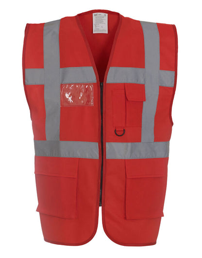 Yoko Hi-Vis Executive Waistcoat HVW801 - Red - Customisable Hi-Vis Vest