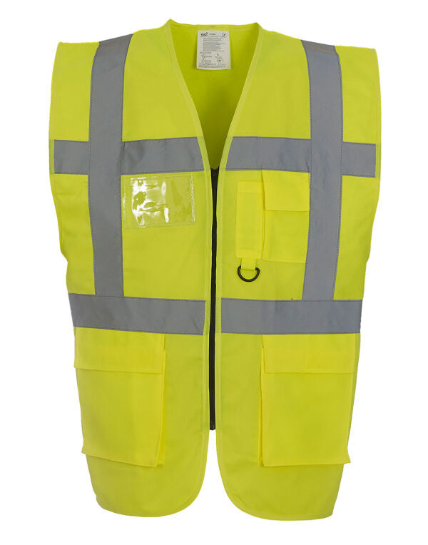 Yoko Hi-Vis Executive Waistcoat HVW801 - Hi-Vis Yellow - Customisable Hi-Vis Vest