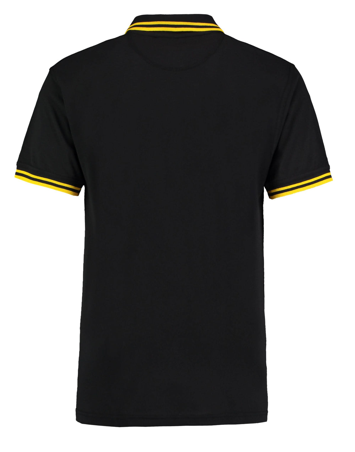 Mens Tipped Collar Polo KK409 - Black Yellow - Customisable Polo Shirts