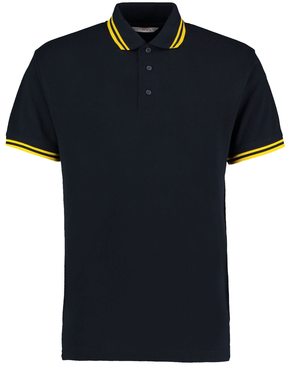 Mens Tipped Collar Polo KK409 - Navy Yellow - Customisable Polo Shirts