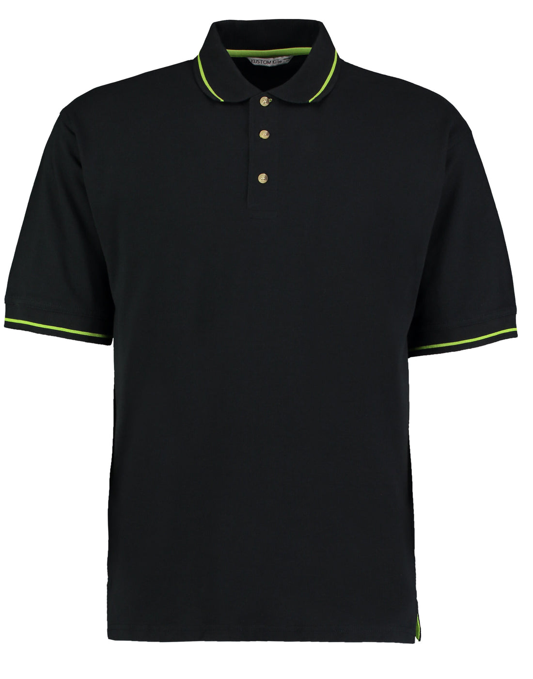 Kustom Kit Mens Classic StMellion Polo KK606 - Black Lime - Customisable Polos