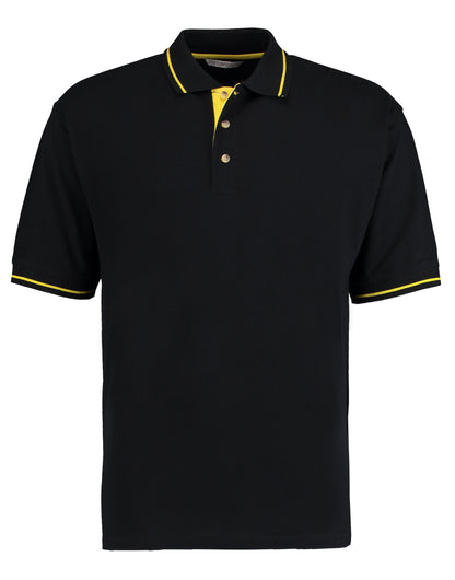 Kustom Kit Mens Classic StMellion Polo KK606 - Black Yellow - Customisable Polos