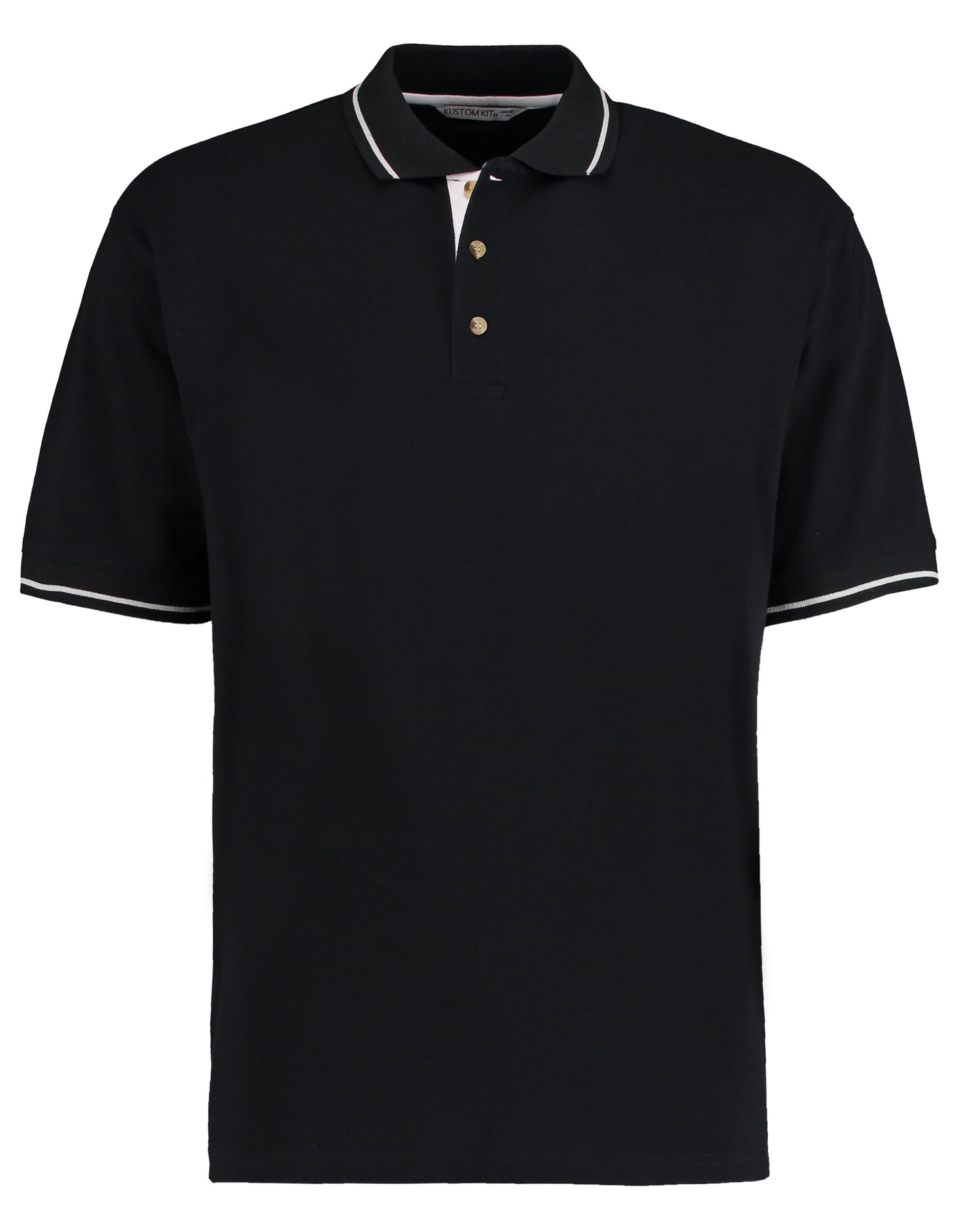 Kustom Kit Mens Classic StMellion Polo KK606 - Black White - Customisable Polos