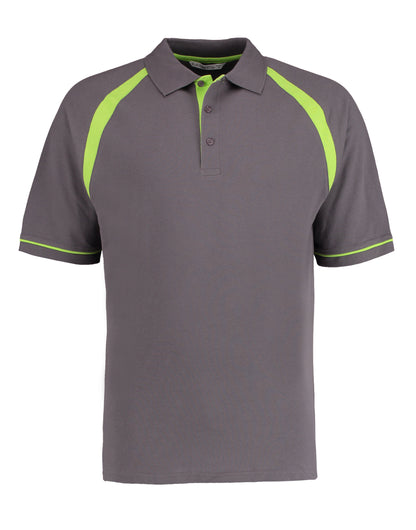 Kustom Kit Men Classic Fit Oak Hill Polo KK615 - Charcoal Lime - Customisable Polos