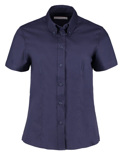 Kustom Kit Lady SS Tailored Oxford Shirt KK701 - Midnight Navy - Customisable Shirts