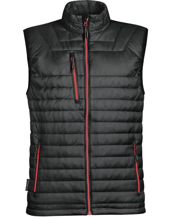 Stormtech Men Gravity Thermal Bodywarmer PFV-2 - Black True Red - Customisable Bodywarmers