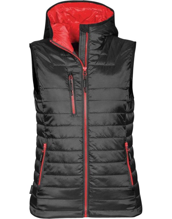 Stormtech Lady Gravity ThermalBodywarmer PFV-2W - Black True Red - Customisable Bodywarmers