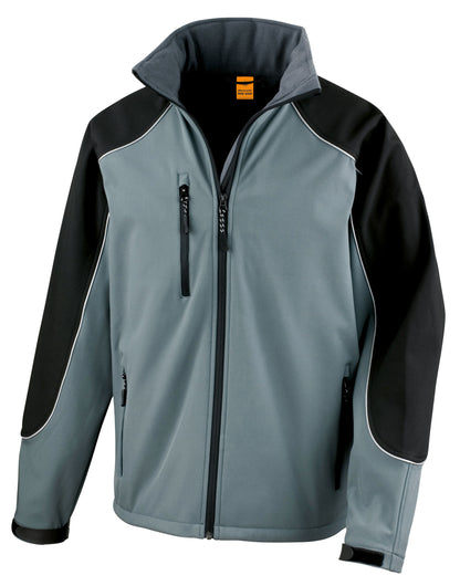 Result Hooded Softshell Jacket R118X - Grey Black - Customisable Softshell Jacket