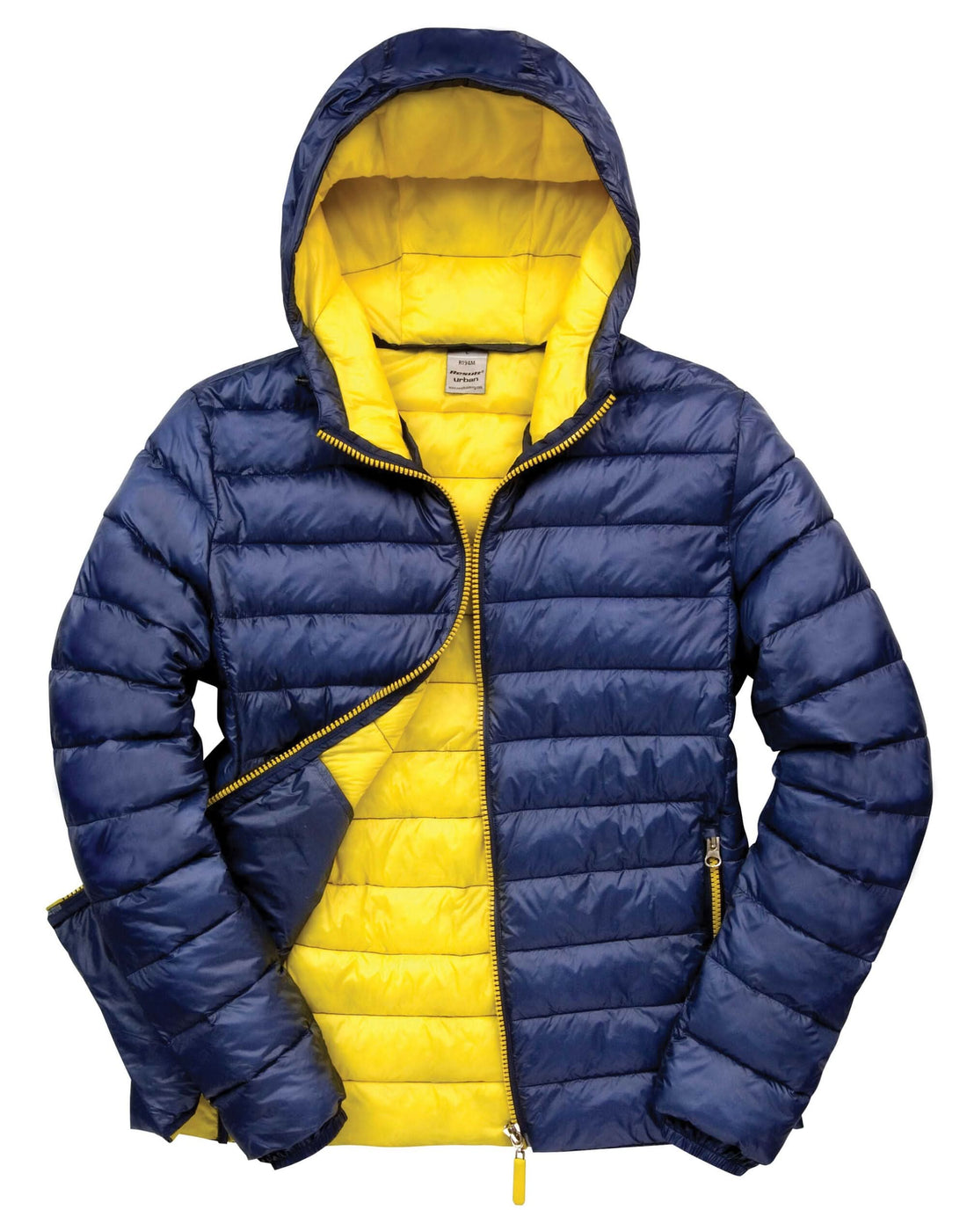 Result Urban Mens Snowbid Hooded Jacket R194M - Navy Yellow - Customisable Outerwear
