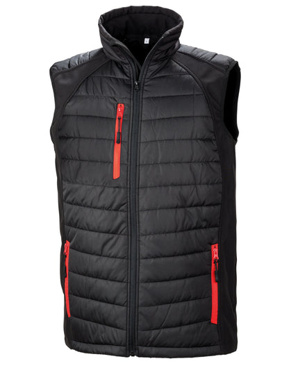 Result Black Compass Softshell Gilet R238X - Black Red - Customisable Bodywarmers