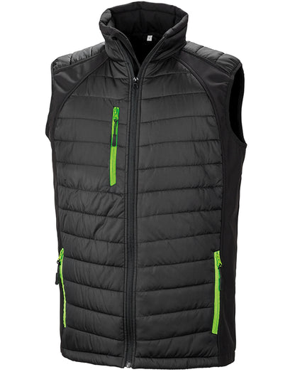 Result Black Compass Softshell Gilet R238X - Black Lime Green - Customisable Bodywarmers